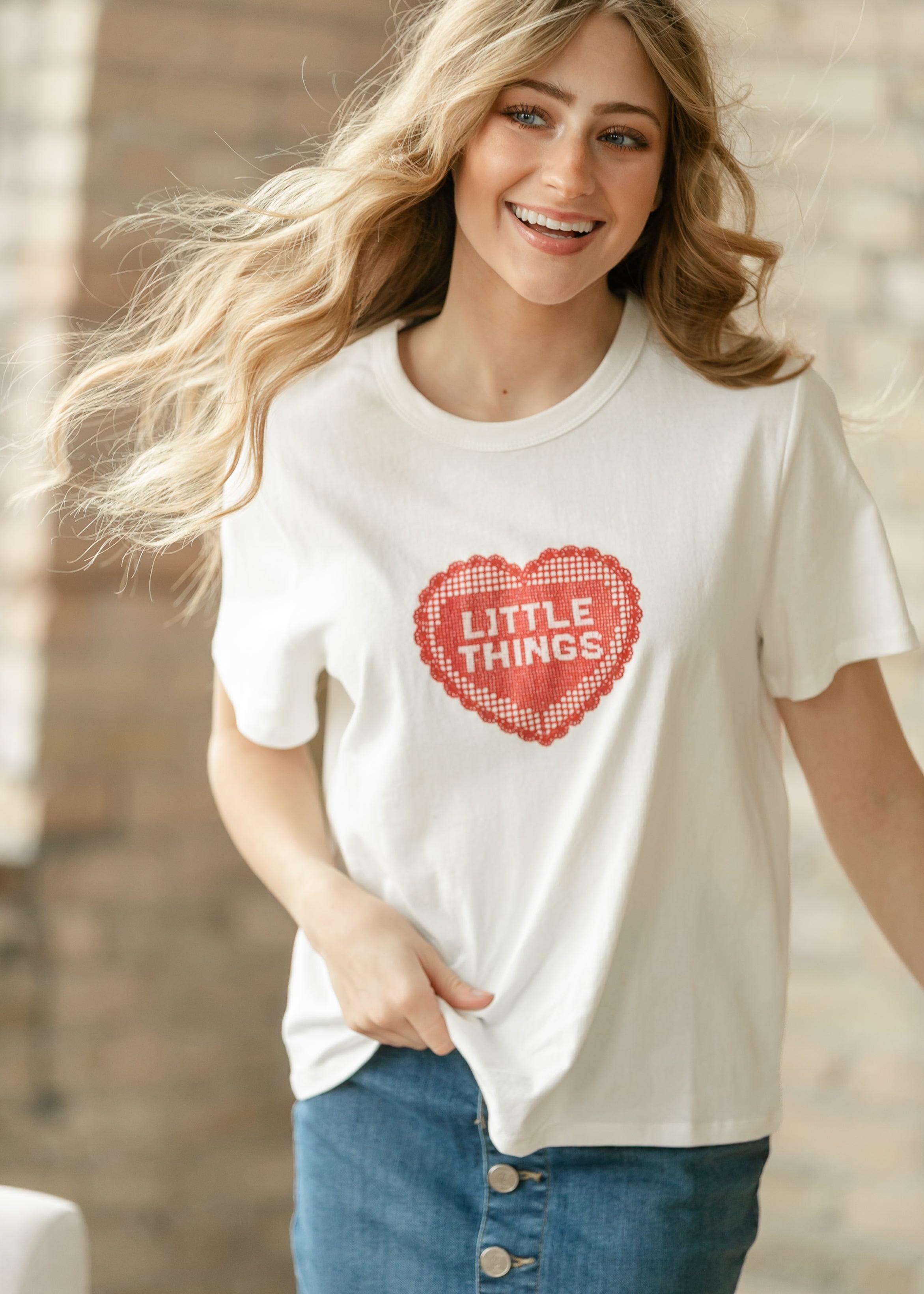 Things Between® Crochet Lace Heart Graphic T-Shirt