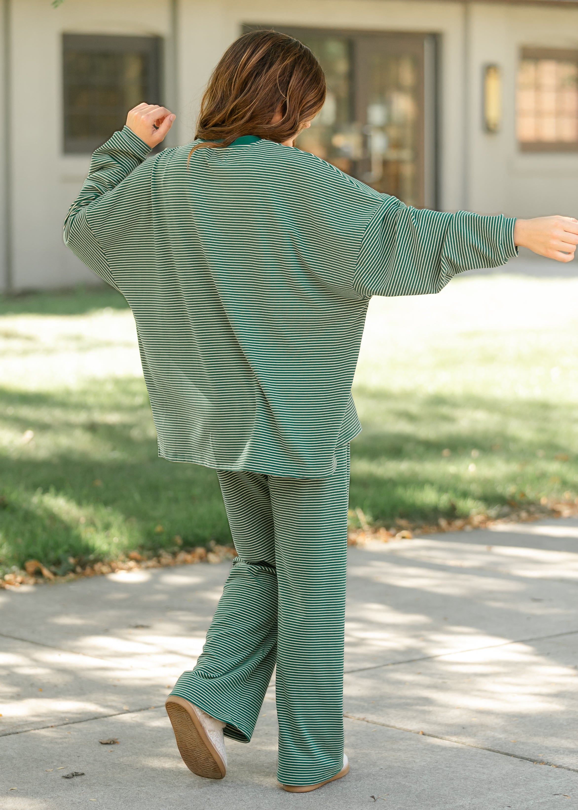 Things Between® Levi Green Striped Pants