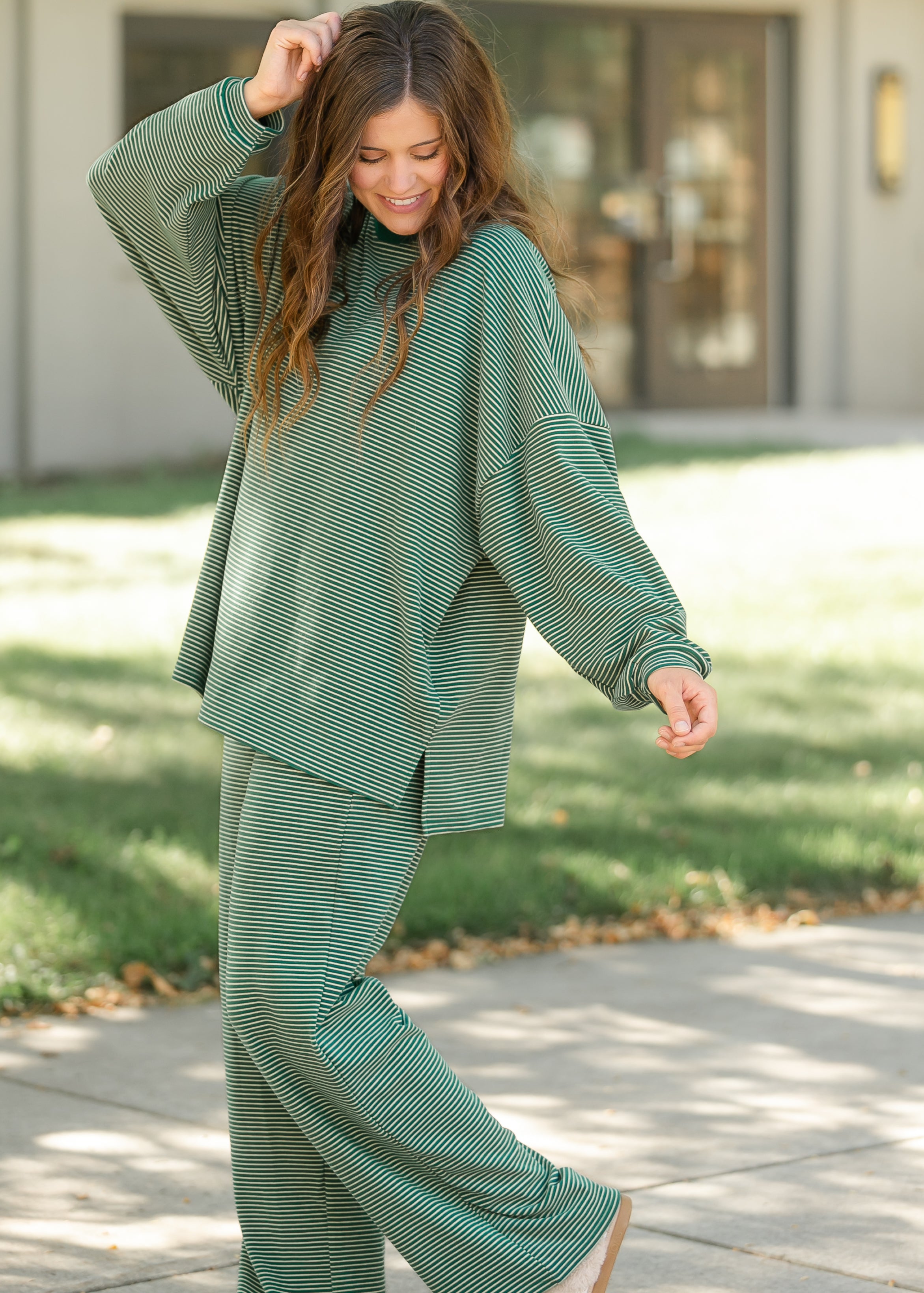 Things Between® Levi Green Striped Pants